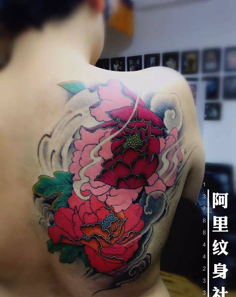 牡丹纹身图片_原创传统国画成品植物阿里纹身图案