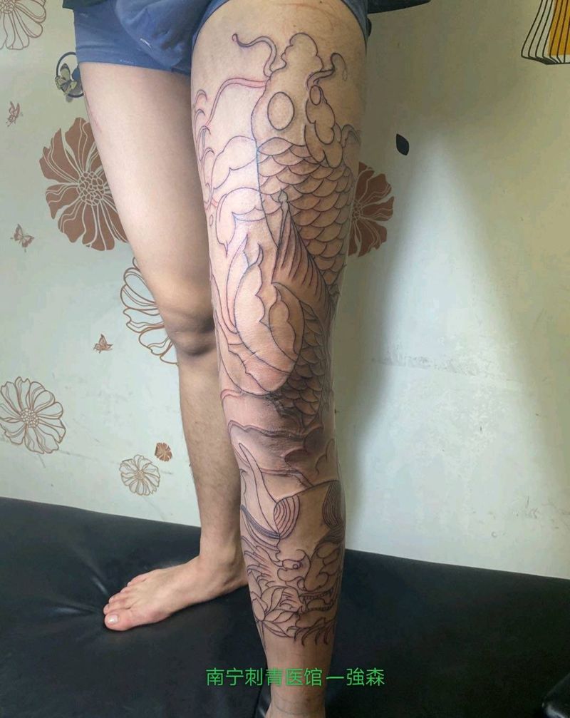 原创花腿纹身图片_腿部纹身图案