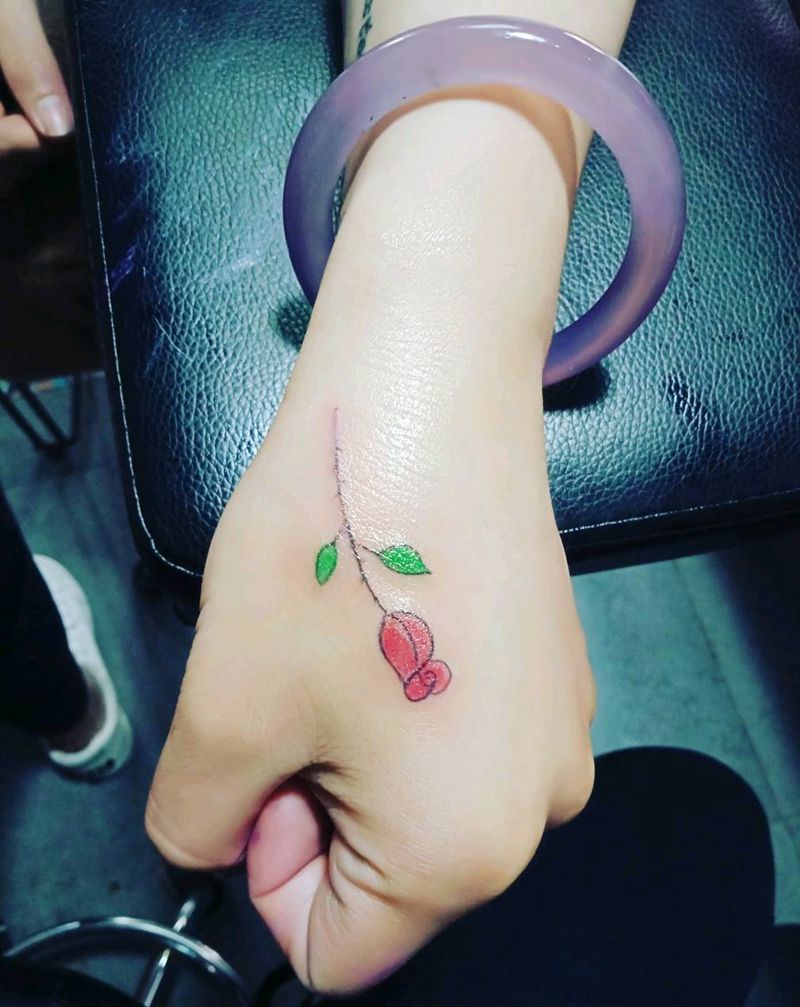 玫瑰花纹身图片_手部腿部水彩花朵纹身图案