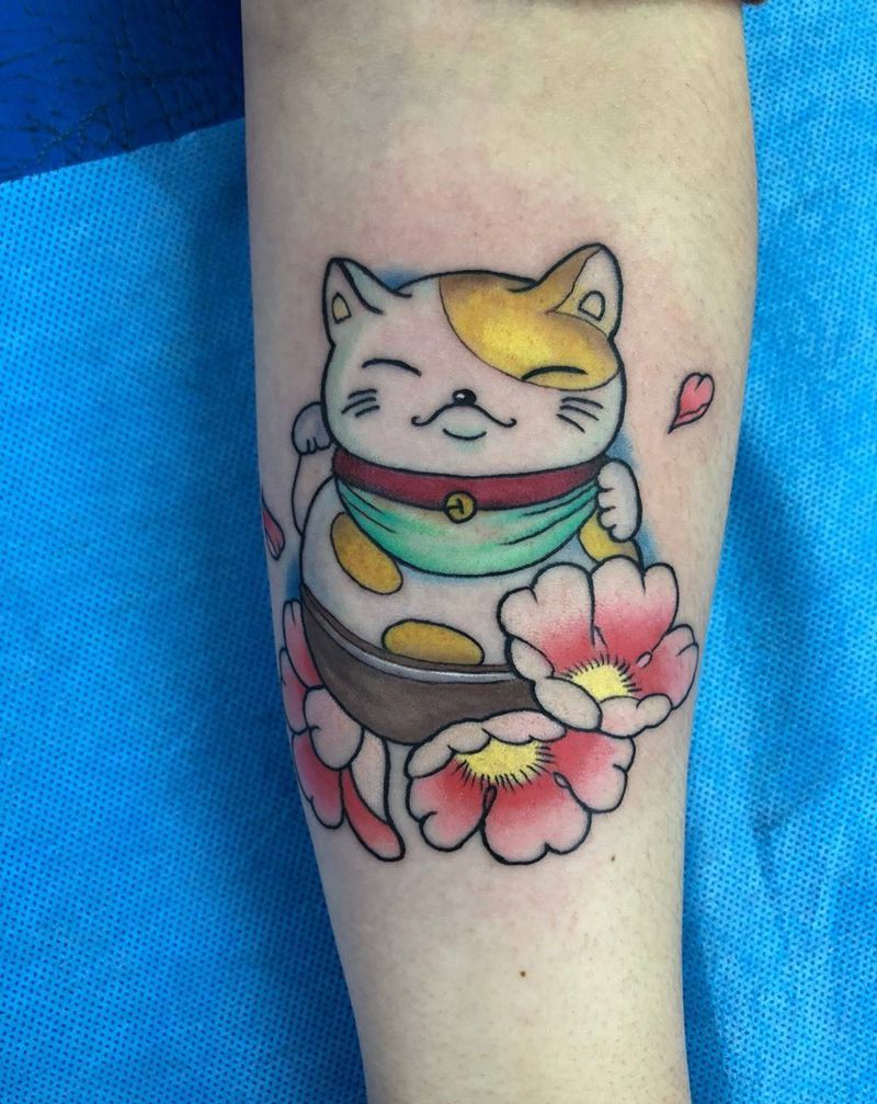 招财猫纹身图片