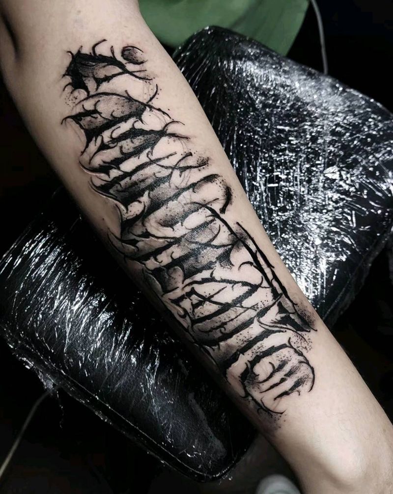 花字体纹身图片_手臂纹身图案