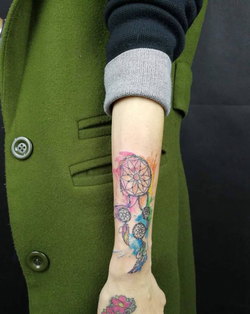 捕梦网纹身图片