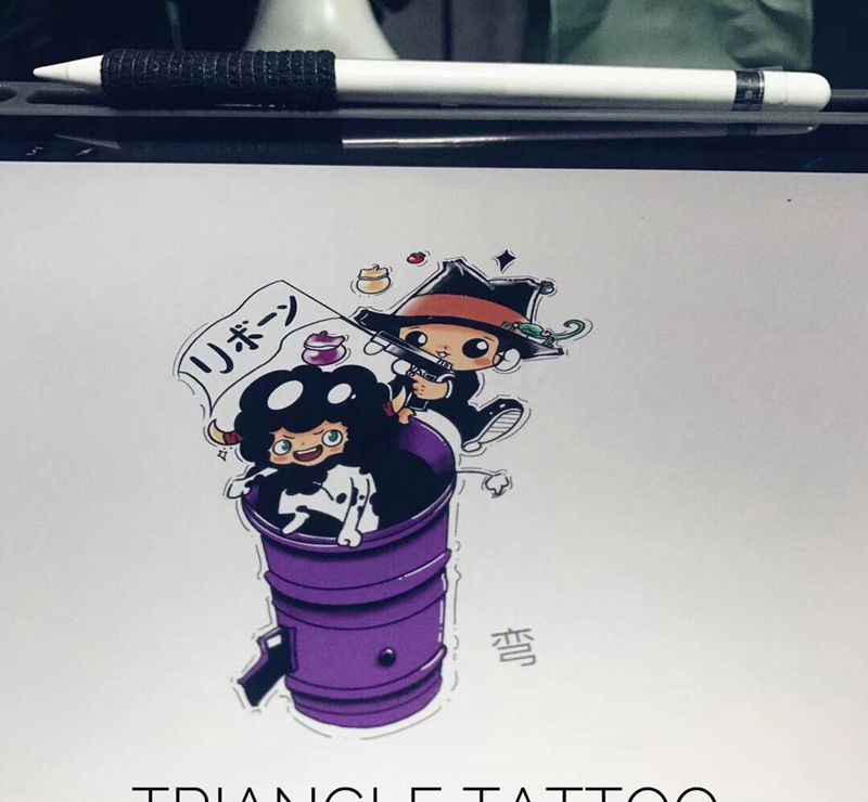 家庭教师纹身图片_腿部卡通纹身图案