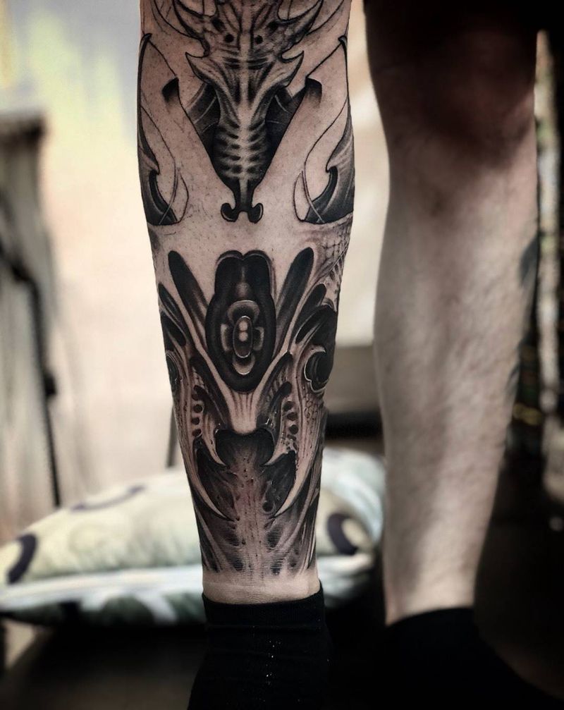 生化花腿(未完待续)纹身图片