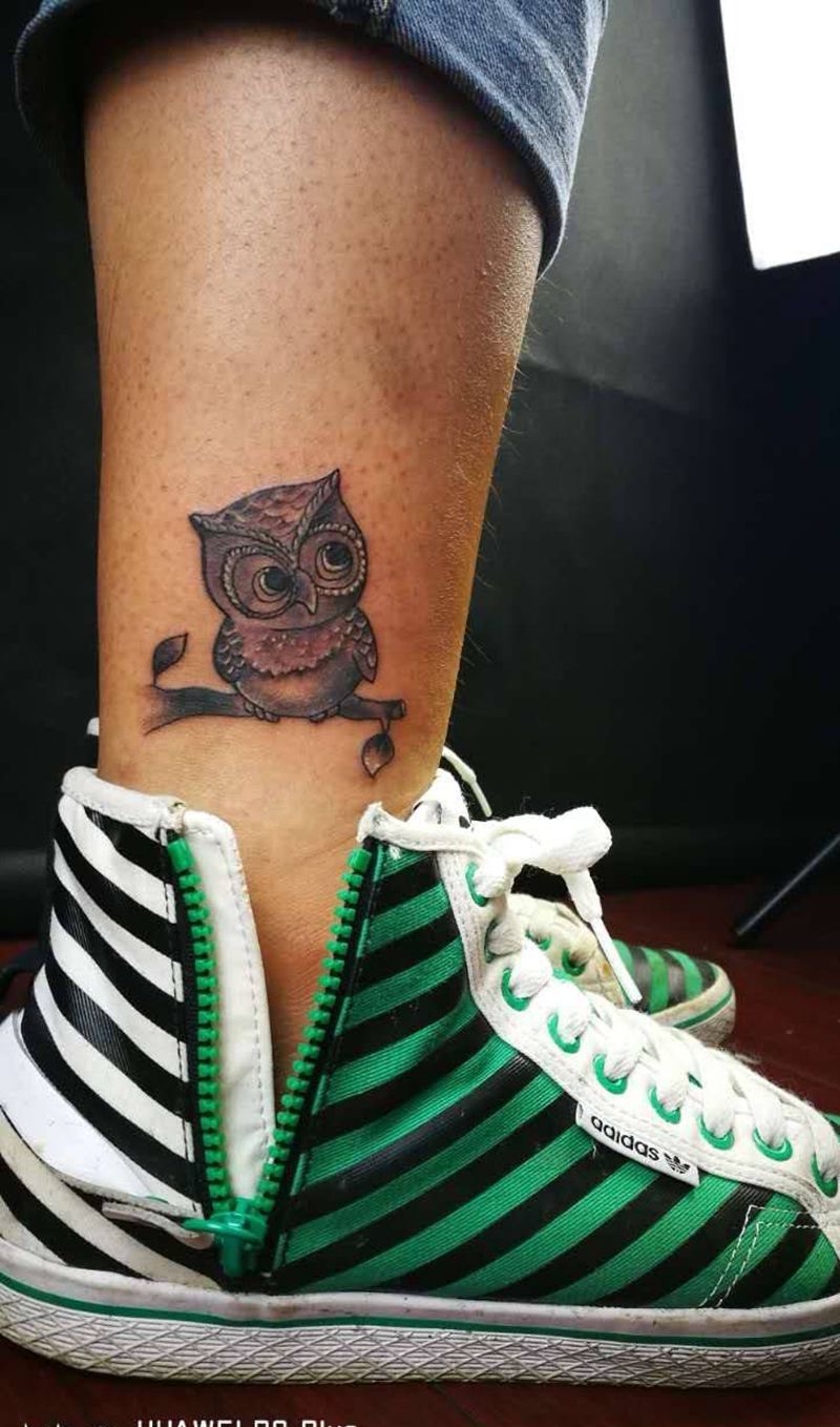 迷你猫头鹰纹身图片