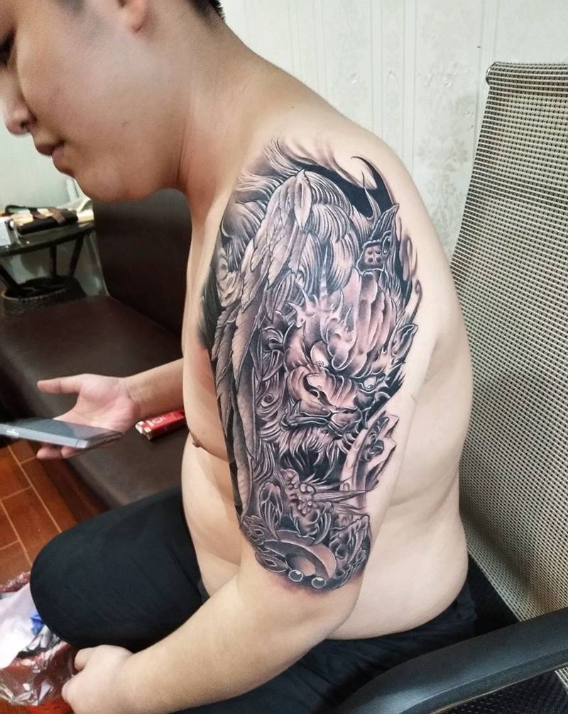 貔貅 遮盖前后纹身图片