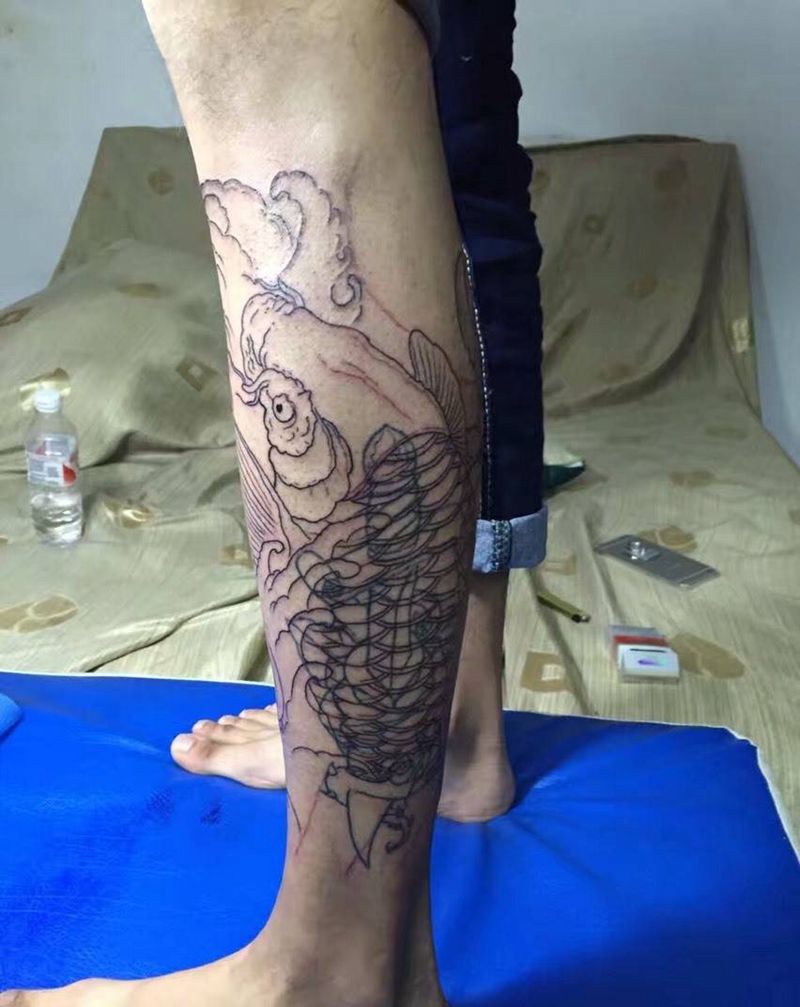 遮盖，包小腿纹身图片