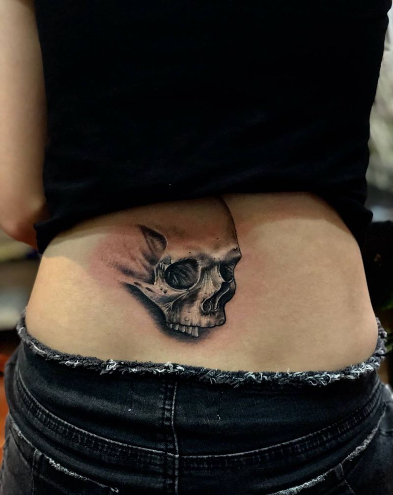骷髅遮盖伤疤纹身图片