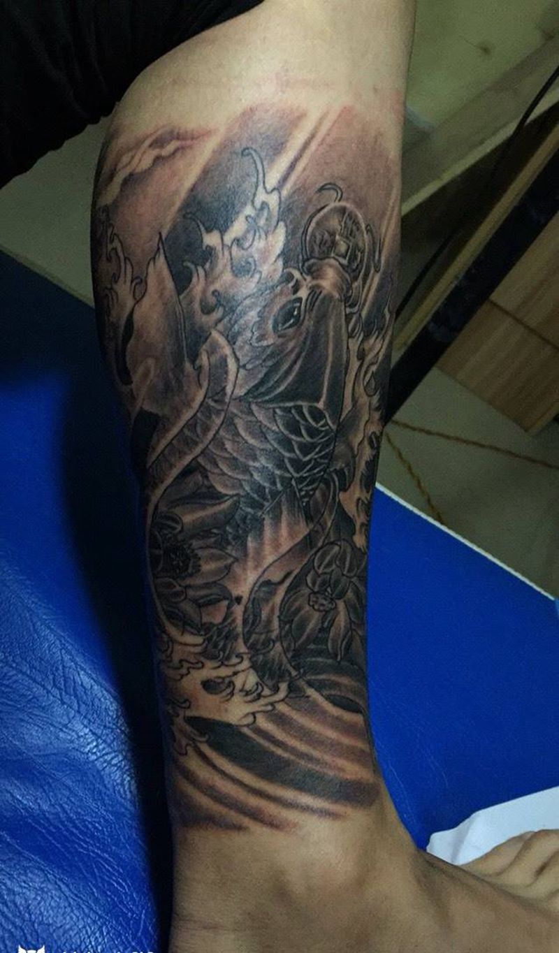 包小腿加修改旧纹身纹身图片_成品腿部传统纹身图案