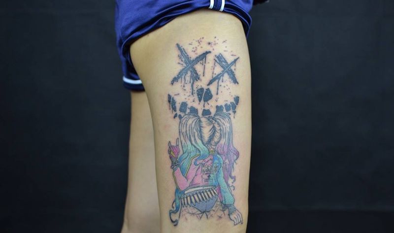 小丑女纹身图片