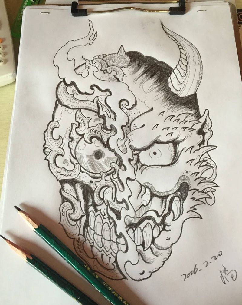 双面纹身图片_手稿纹身图案