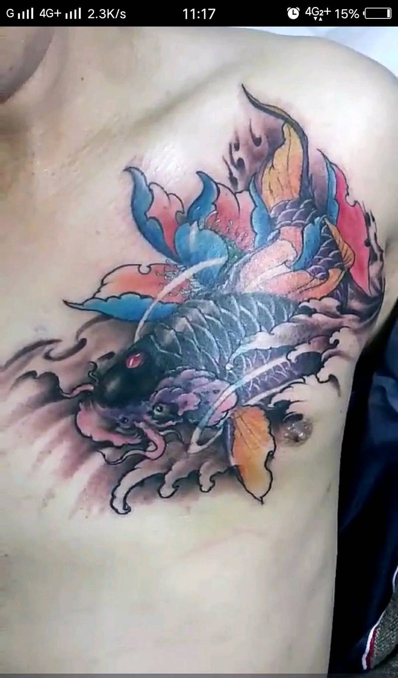 鲤鱼遮盖纹身图片