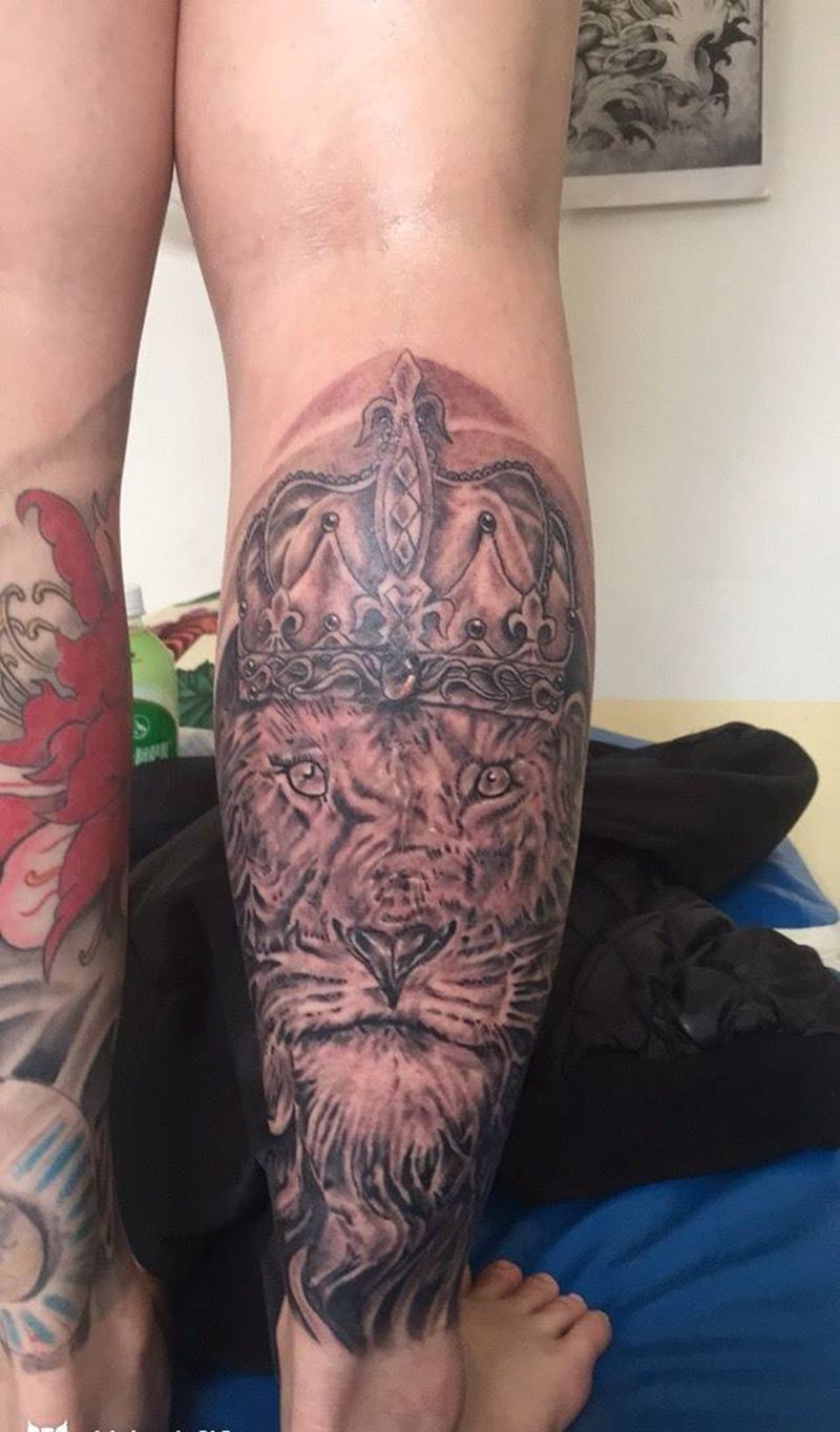 欧美风纹身图片_成品腿部欧美动物纹身图案