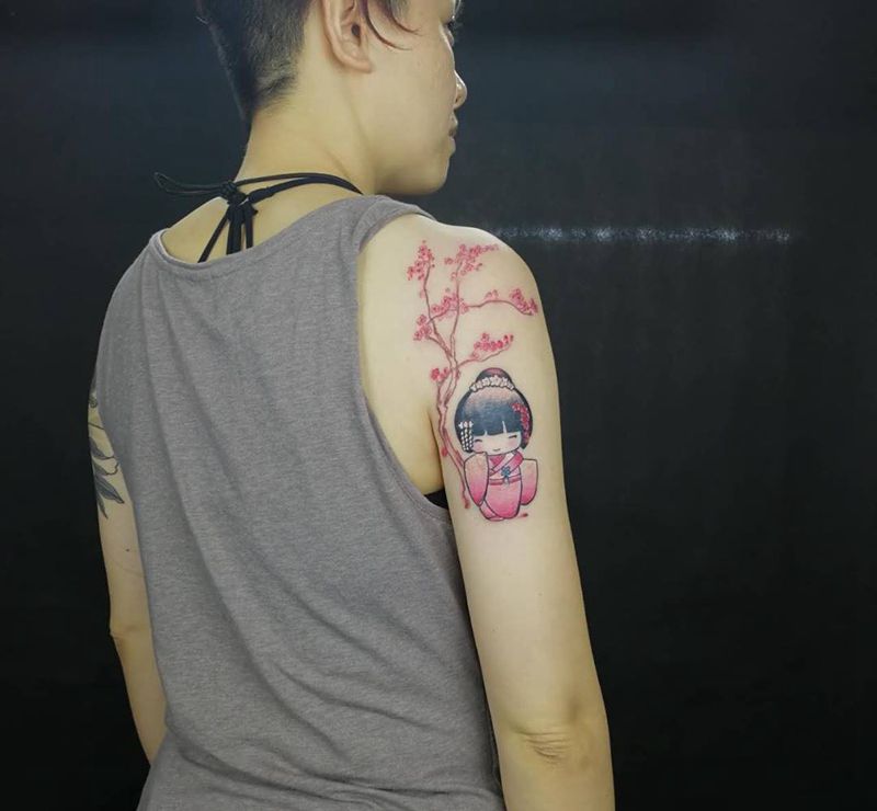可爱的日本娃娃纹身图片