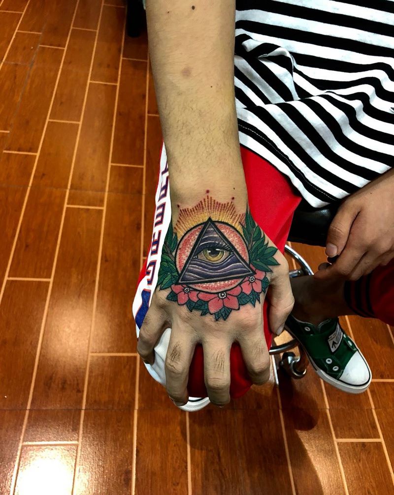 手背上帝之眼纹身图片
