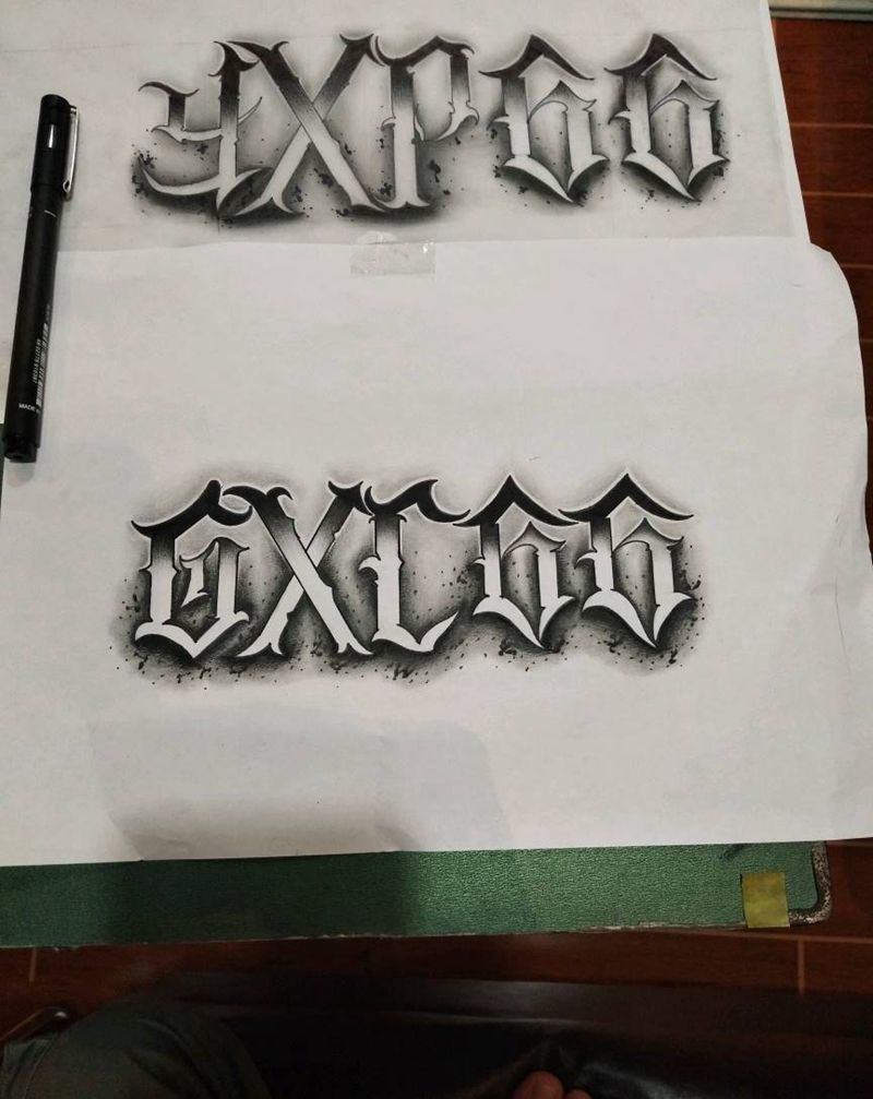 设计英文 卡奇诺纹身图片