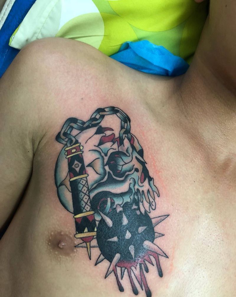 oldschool骷髅纹身图片