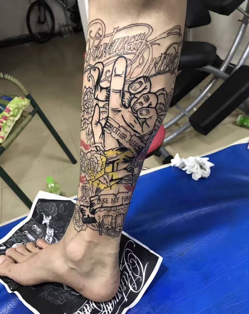 包小腿纹身图片