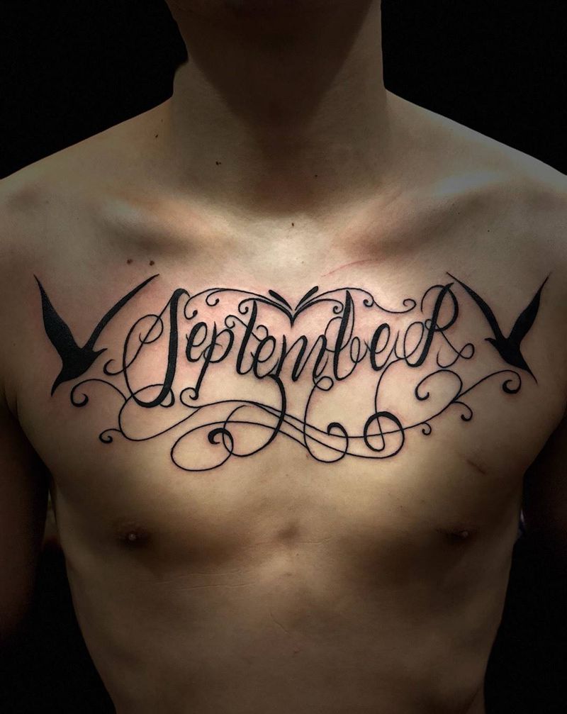 花体英文设计纹身图片