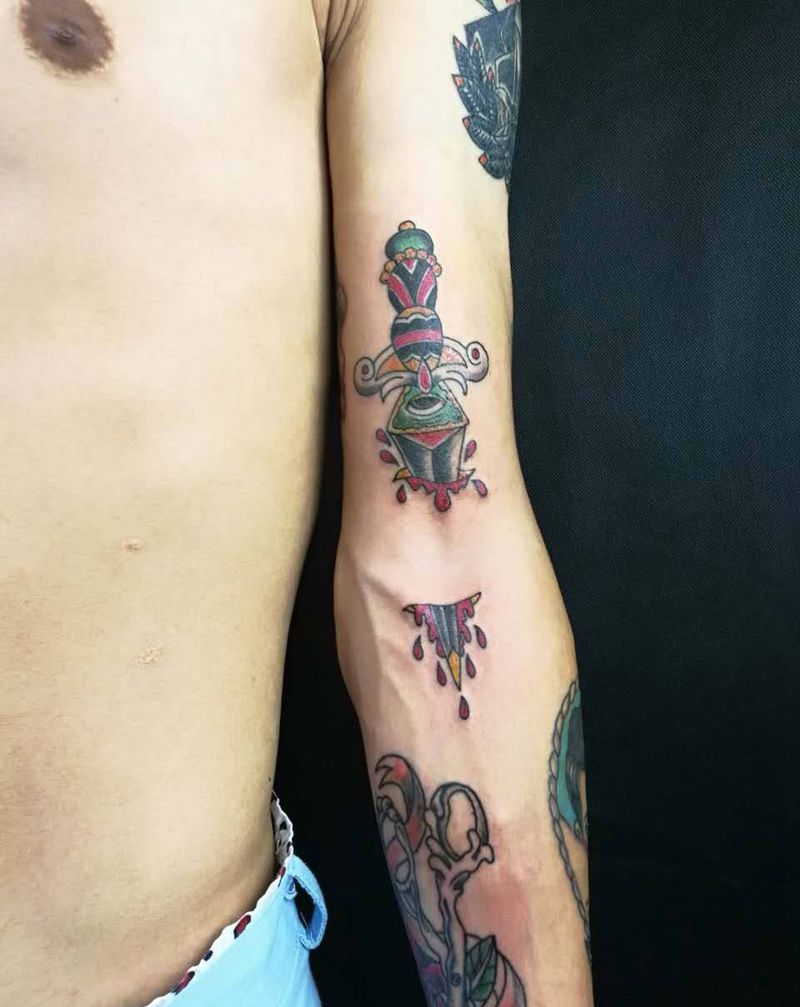 斯姑 花臂纹身图片_手臂欧美成品纹身图案