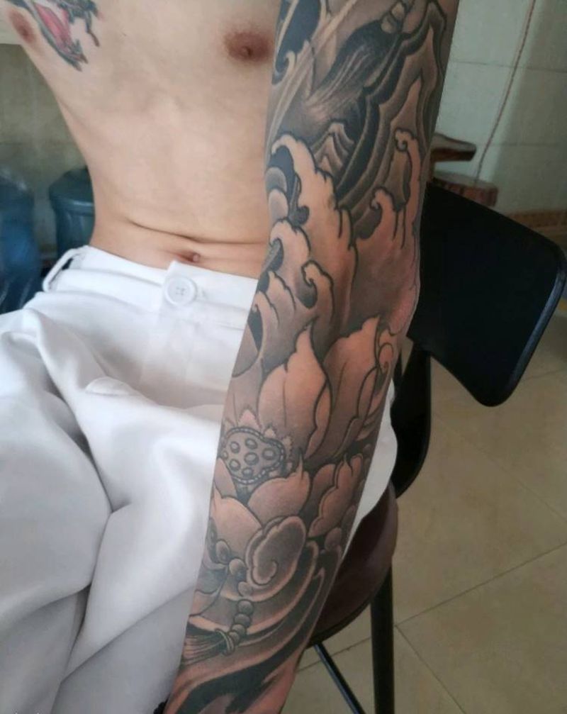 般诺花臂纹身图片_手臂新传统纹身图案