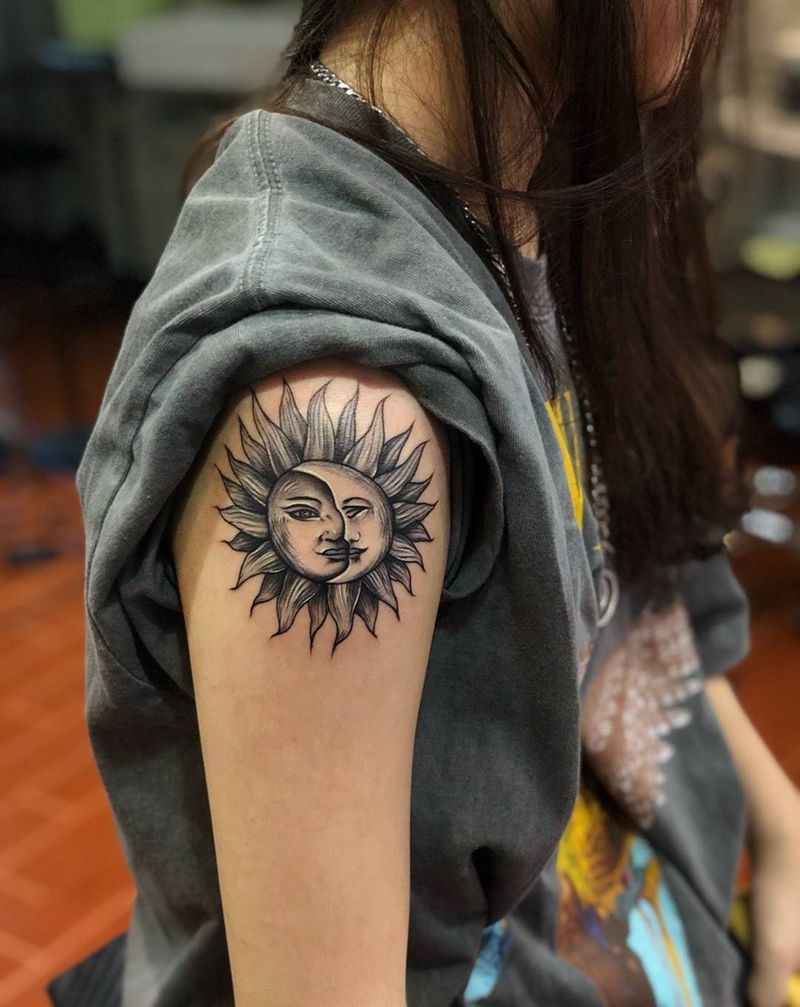 太阳-月亮纹身图片