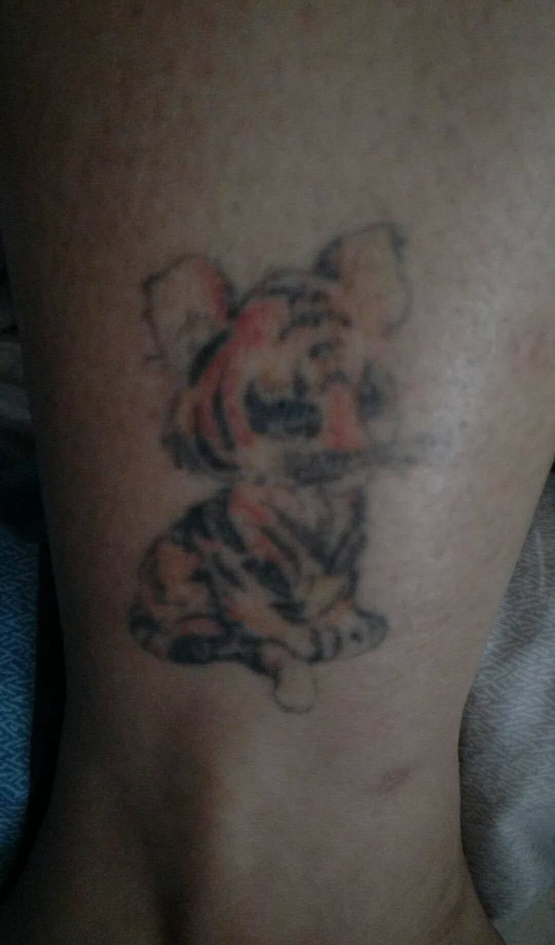 遮盖小老虎纹身图片