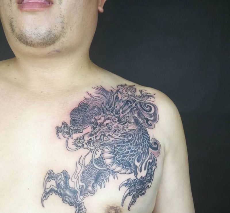 麒麟胸纹身图片