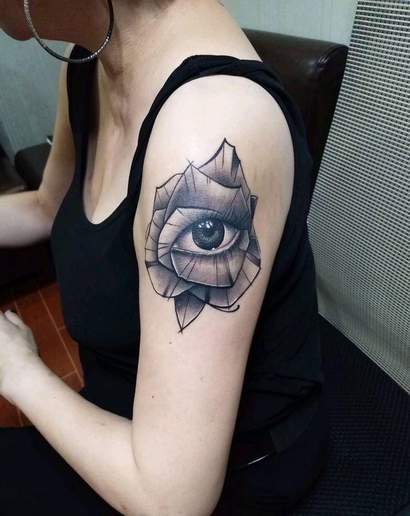 玫瑰上帝之眼纹身图片