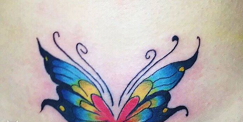 遮盖小疤痕纹身图片_成品腹部清新静物纹身图案