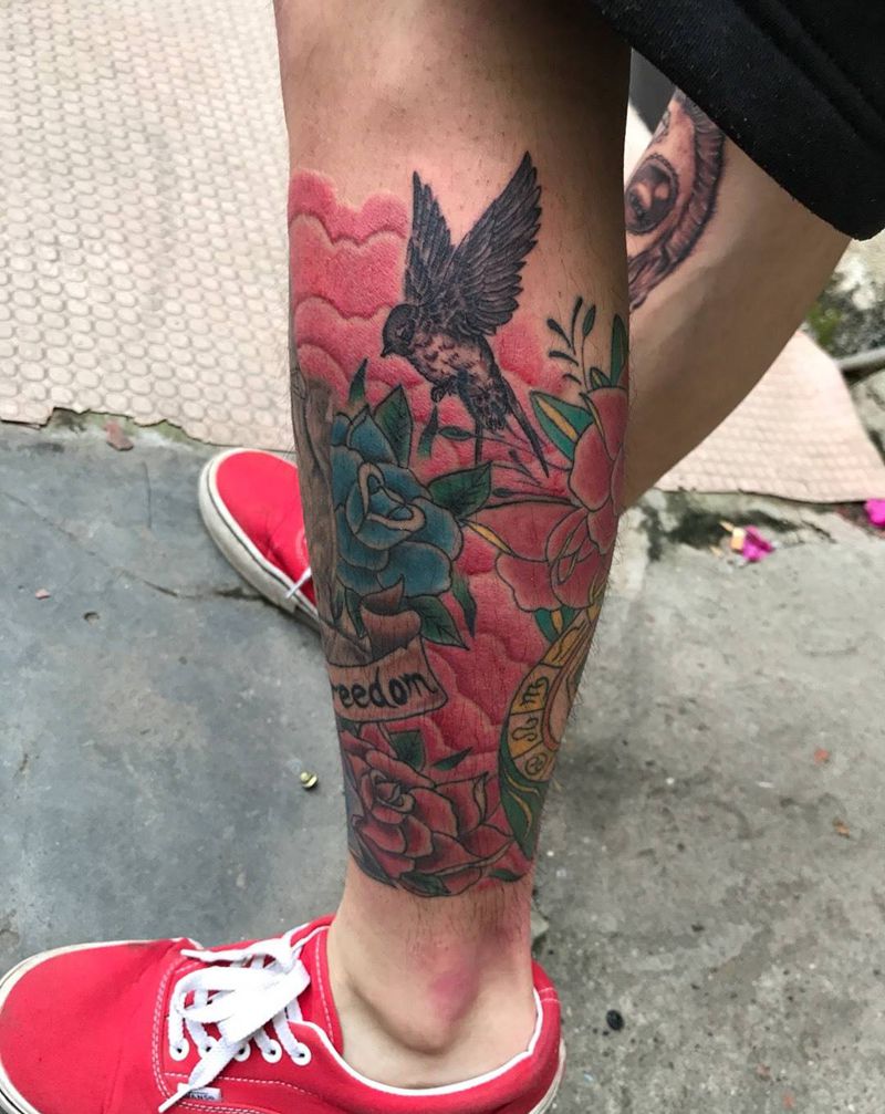 粉系背景纹身图片