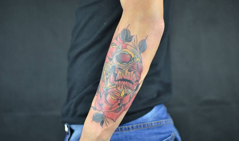 school 骷髅纹身图片