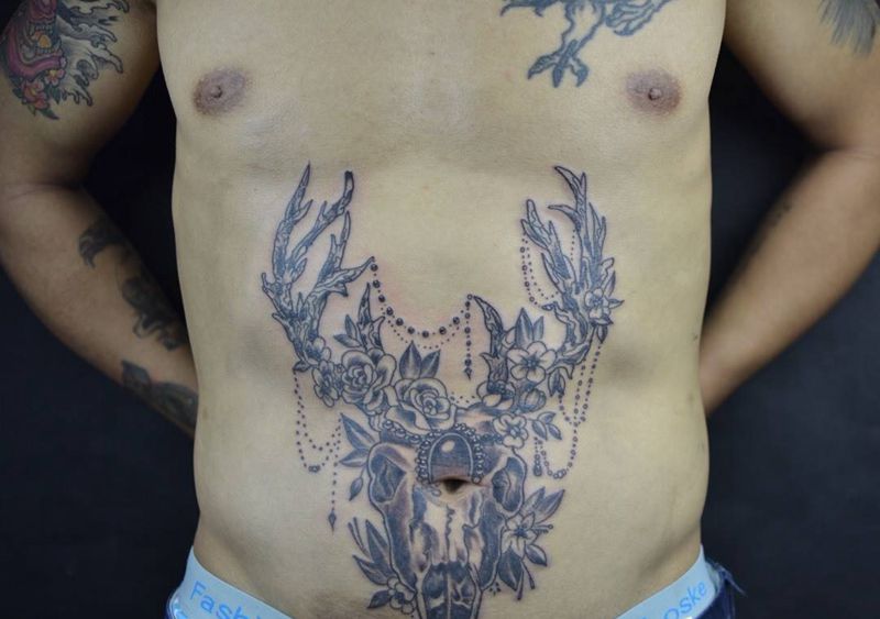 花鹿头纹身图片