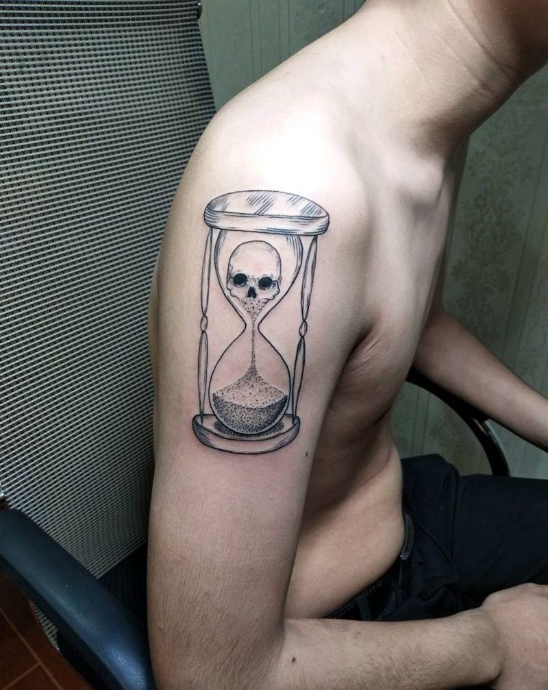 骷髅沙漏纹身图片