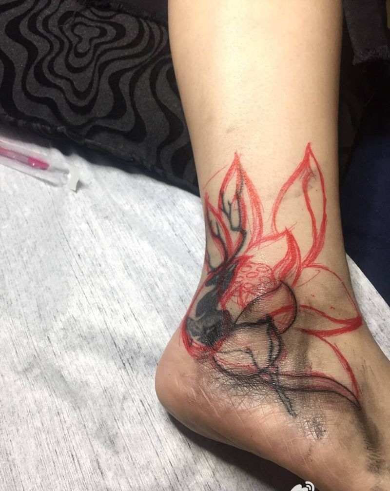 荷花遮盖失败纹身纹身图片