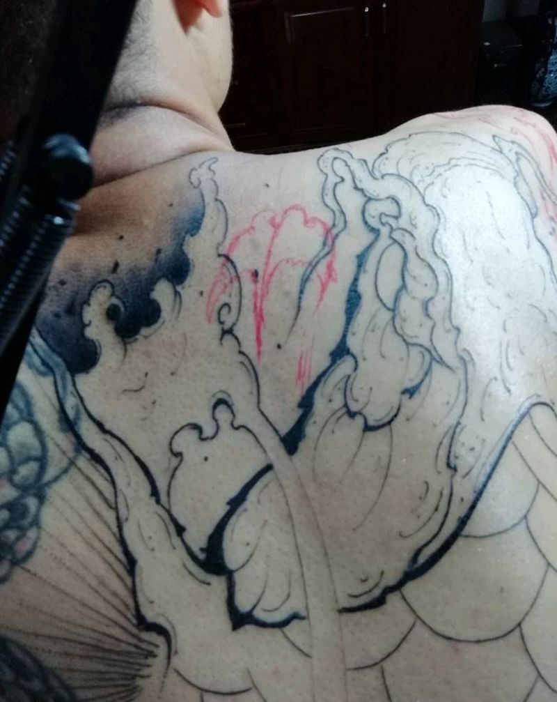 满背覆盖旧纹身纹身图片_背部传统动物龙刺堂成品纹身图案