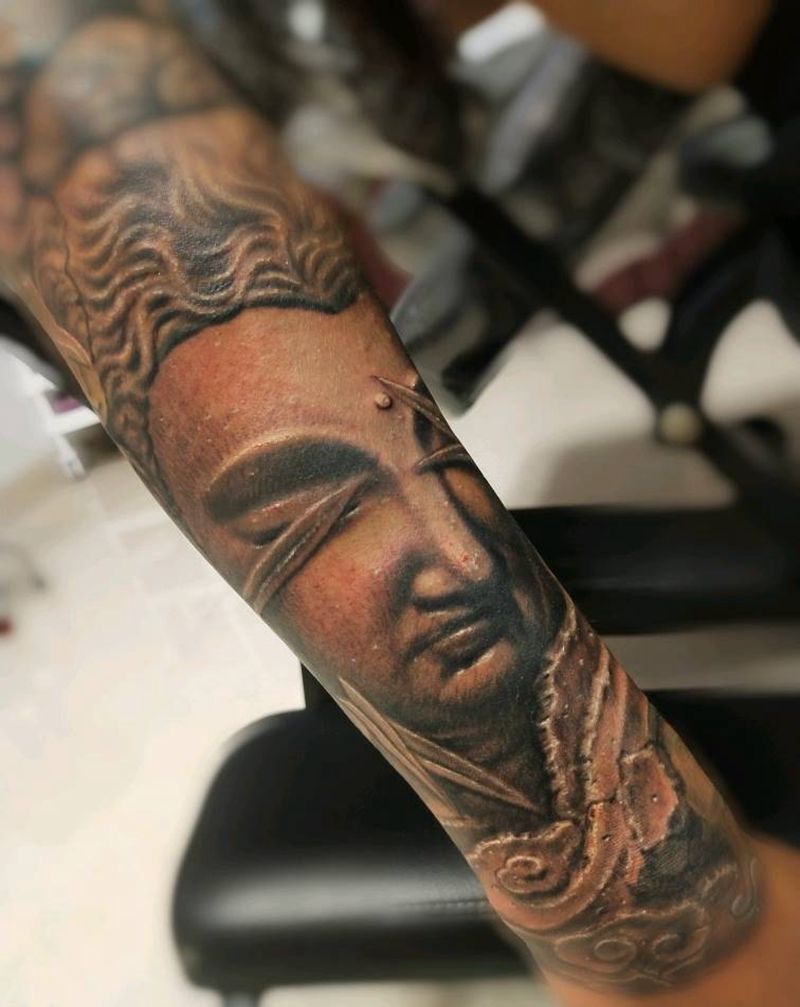 佛头纹身图片_手臂手部纹身图案