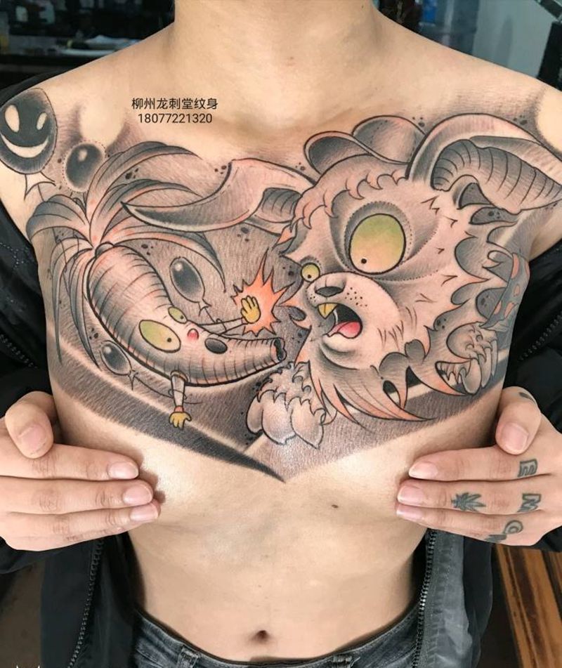 花胸纹身纹身图片_胸部纹身图案