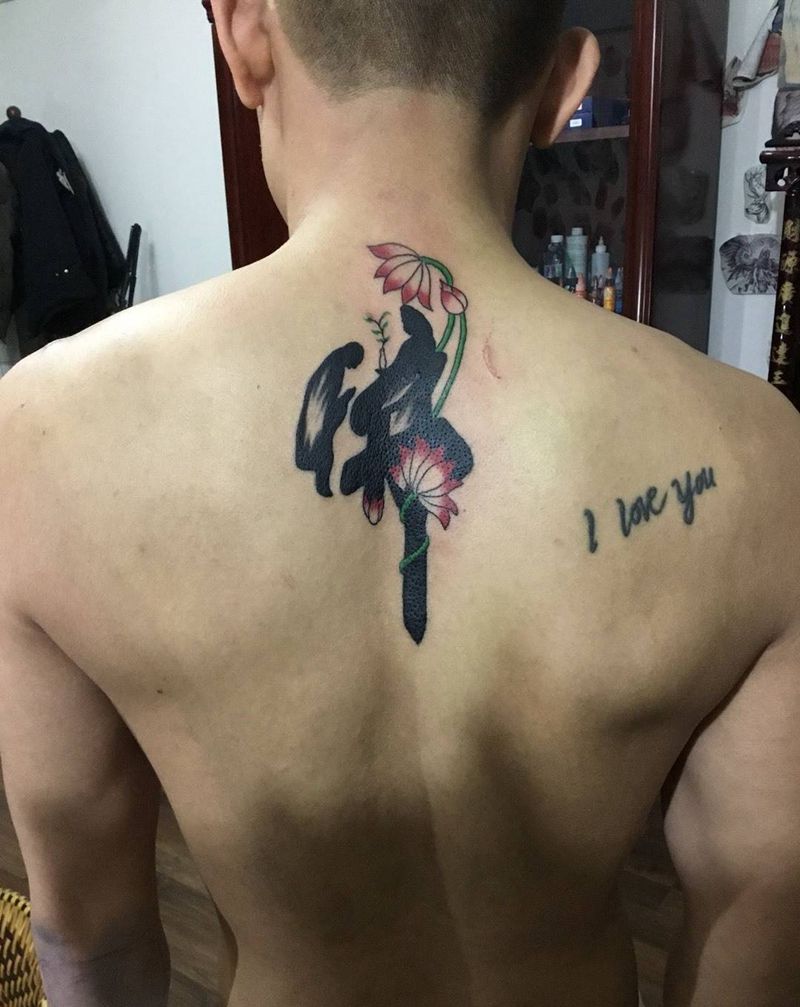 文字纹身图片_成品背部字符纹身图案