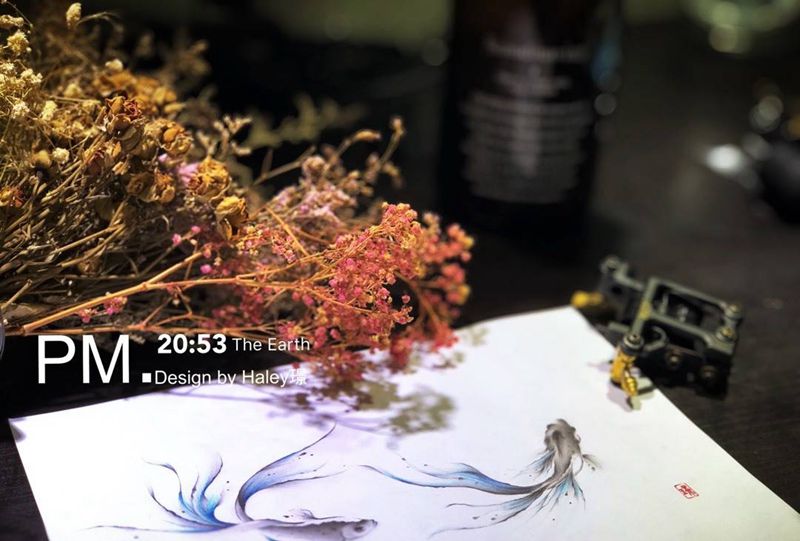 [原创]鱼纹身图片_成品原创脚部清新动物纹身图案