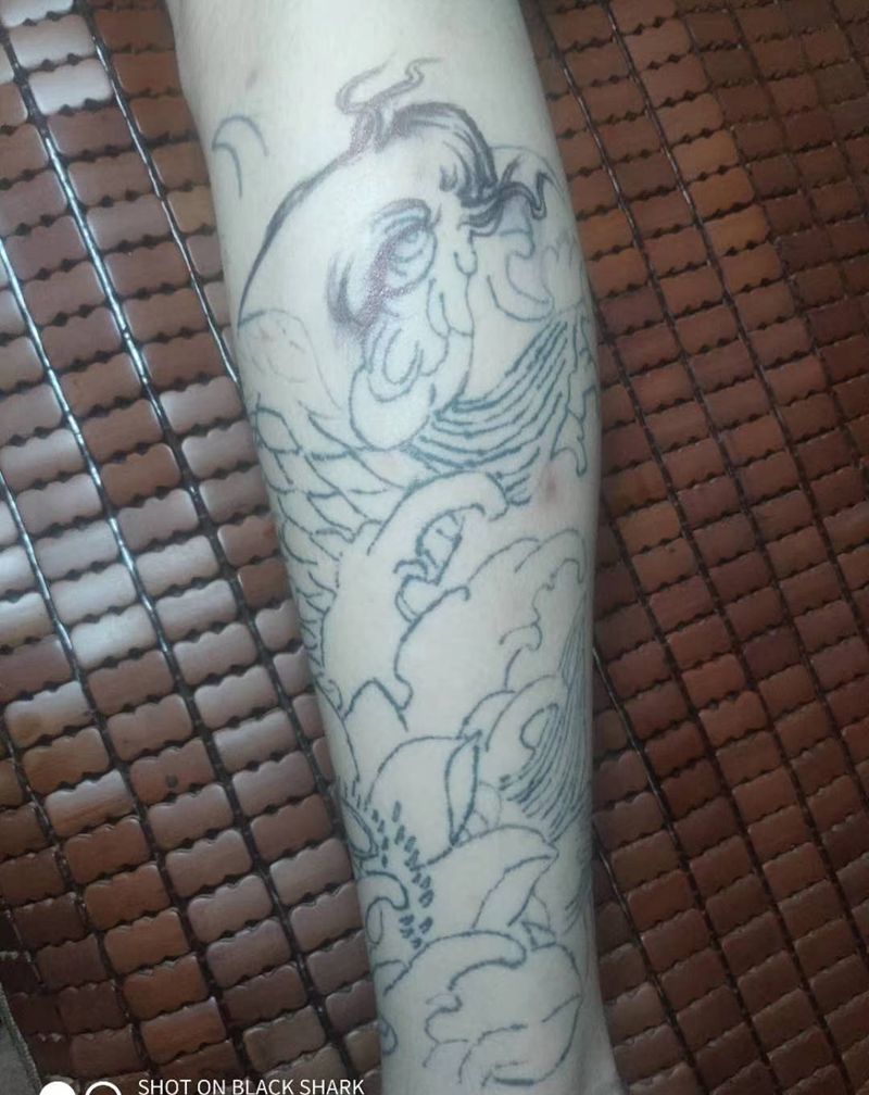 暴力覆盖纹身图片_腿部纹身图案