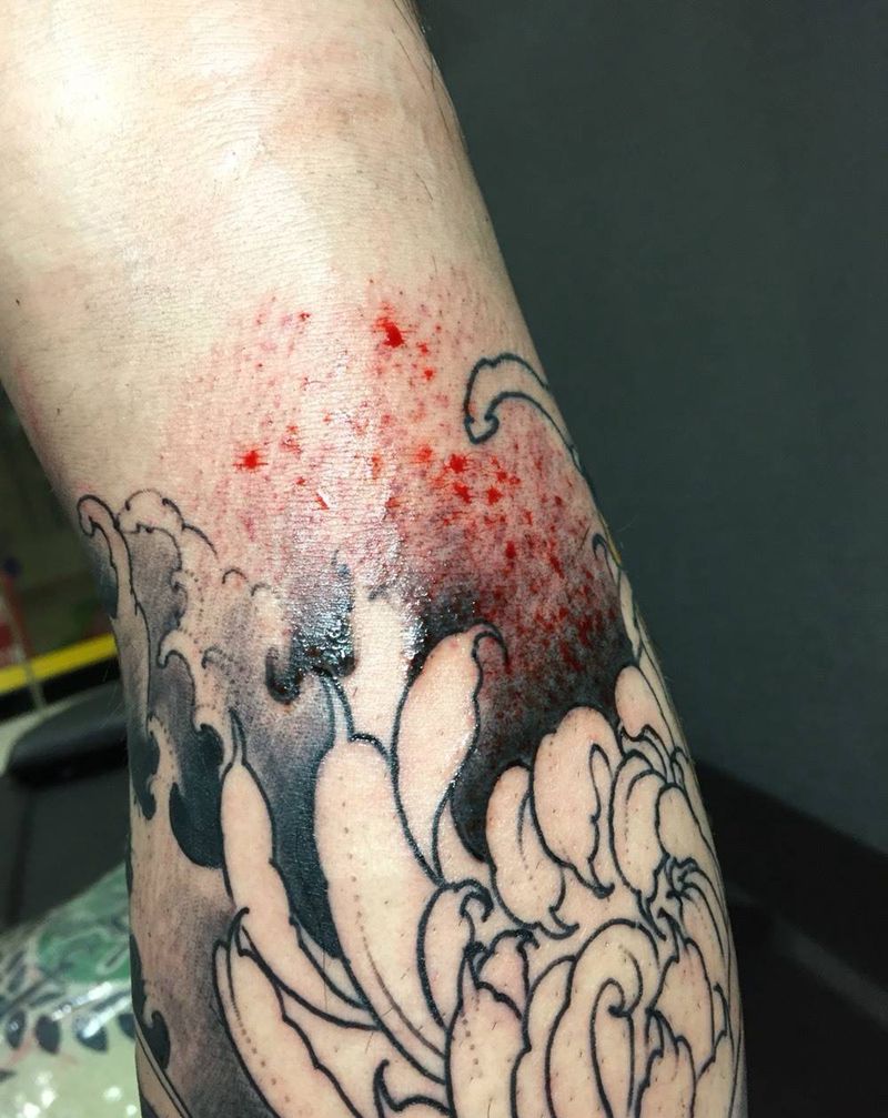 菊花包小腿纹身图片