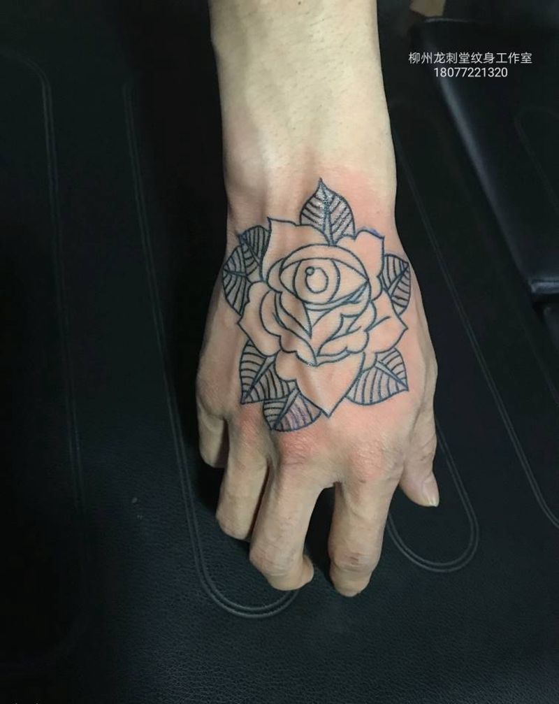 线条纹身图片_手部新传统植物线条欧美纹身图案