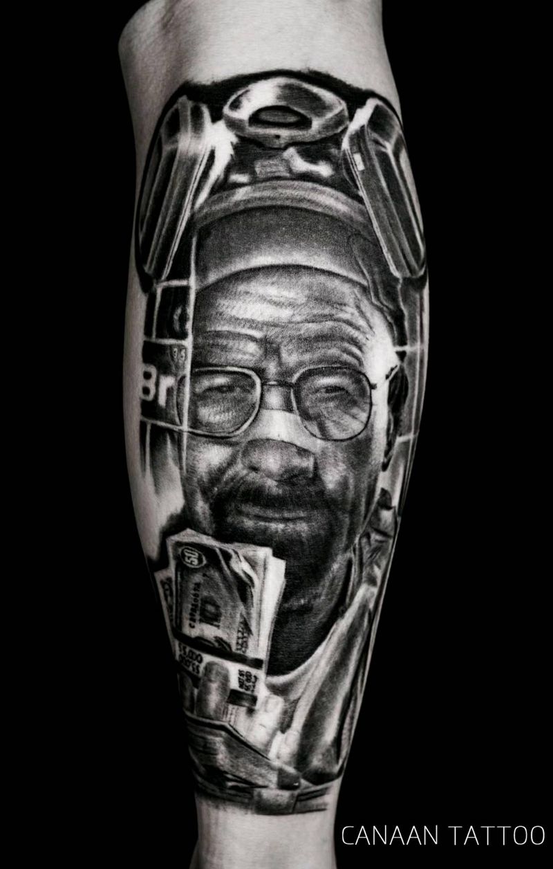 绝命毒师老白纹身图片_腿部脚部欧美写实纹身图案