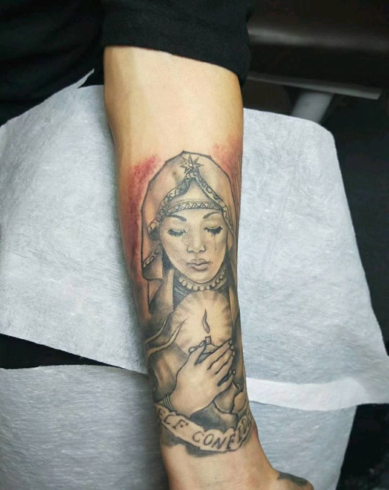 圣母包小臂纹身图片