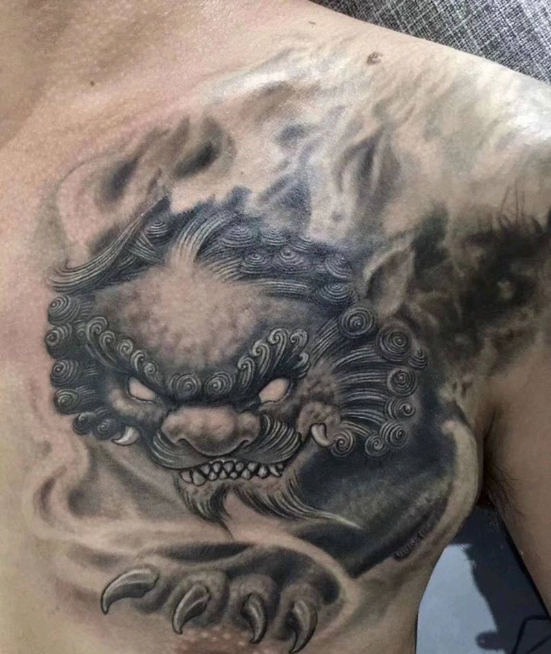 张牙舞爪纹身图片_胸部腿部纹身图案