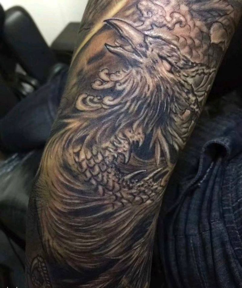 凤凰传奇纹身图片_手臂腿部纹身图案