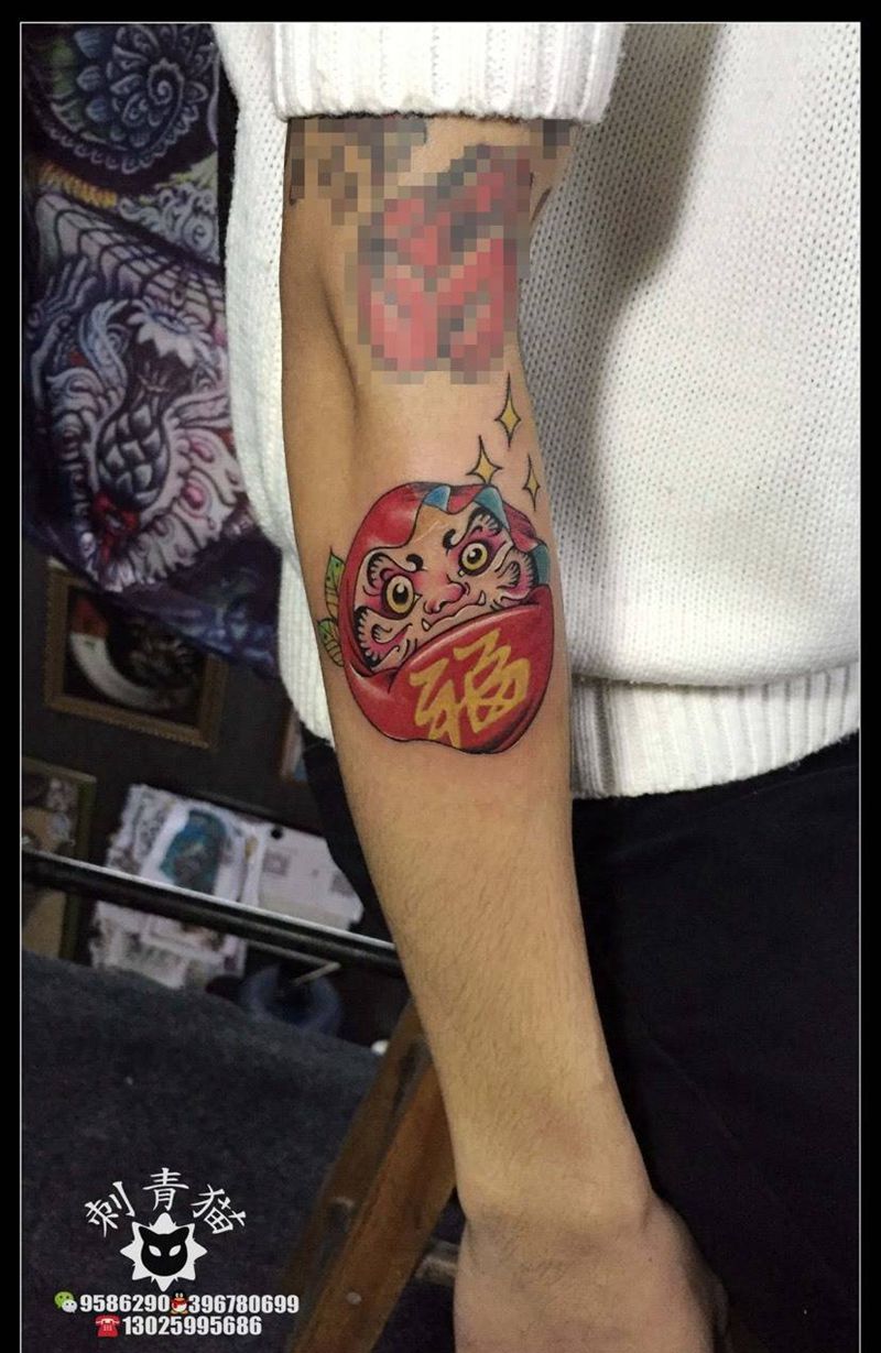 达摩纹身图片_成品手臂手部传统清新人物鬼神达摩纹身图案