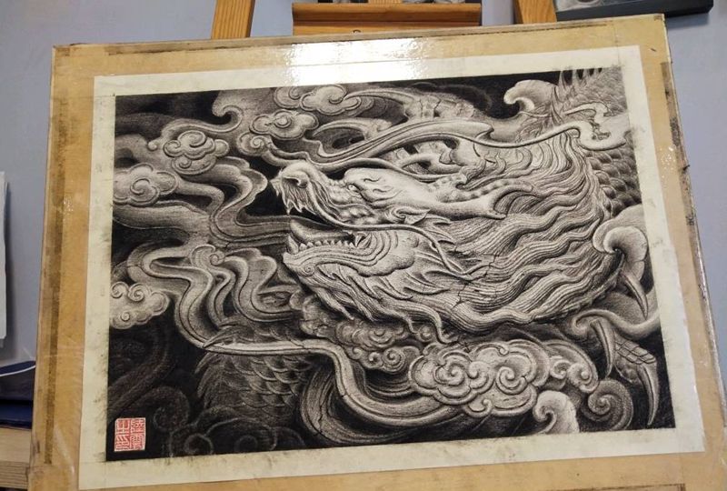 龙头纹身图片_背部肩部纹身图案