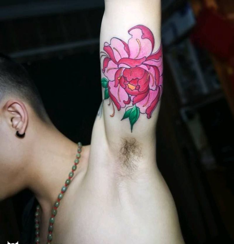 牡丹纹身图片_新传统纹身图案